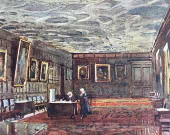 1907 The Combination Room, St John's College, Cambridge University Original Antique Print - Mounted and Matted - Available Framed