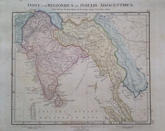 1865 INDIAE CUM REGIONIBUS, South & Southeast Asia Original Antique Map - Ancient History - India - Bangladesh - Thailand - Myanmar