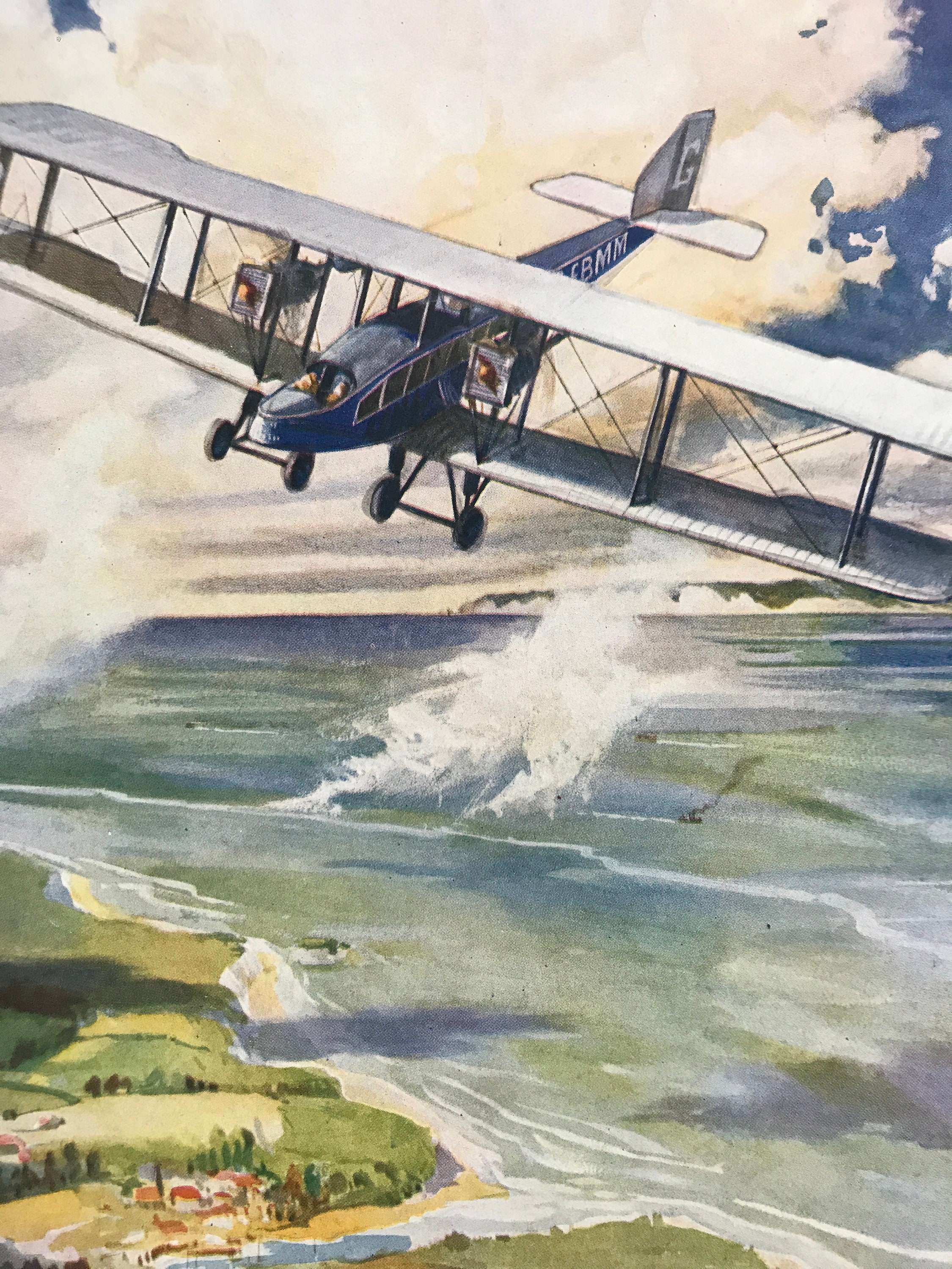 Mounted and Matted Aircraft Airplane 1927 British Air Express Original Vintage Print Available Framed