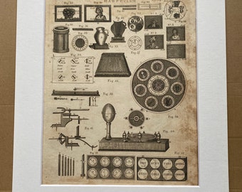 1806 Magnetism Original Antique Engraving - Encyclopaedia - Mounted and Matted - Available Framed