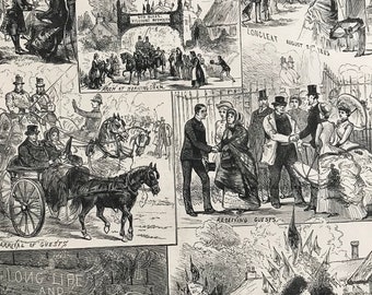 1883 Festivities at Longleat, Wiltshire on the coming of Age of Lord Weymouth Original Antique Engraving - Mounted and Matted