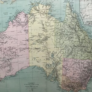 Mapa antiguo original de la Mancomunidad de Australia de 1903 con mapa de población insertado - Mapa insertado de Tasmania - Mapa de pared grande de época