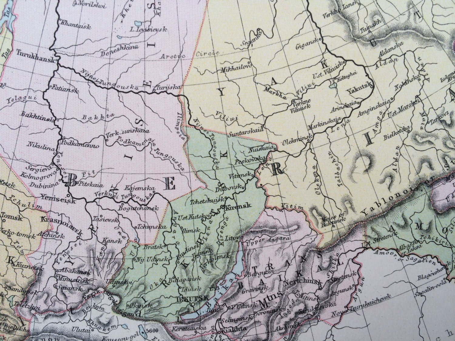 central asia caucasus siberia antique asia vintage 1887 RUSSIA IN ASIA map colour historical original central asia caucasus siberia antique asia vintage 1887 RUSSIA IN ASIA map colour historical original