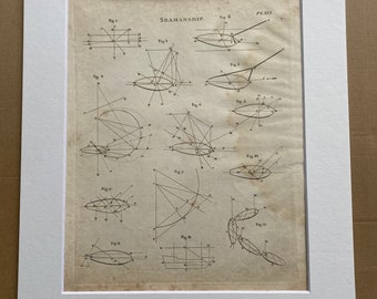 1806 Seamanship Original Antique Engraving - Science - Physics - Encyclopaedia - Mounted and Matted - Available Framed