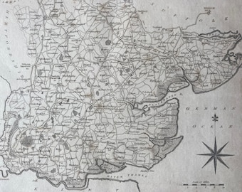 1810 Essex Original Antique Copperplate Engraving - Antique County Map - Available Framed