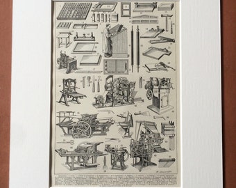 1923 Printing Machinery Original Antique Print - Mounted and Matted - Decorative Art - Wall Decor - Technology - Available Framed