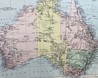 1875 Australia Original Antique Map - Available Matted and Framed