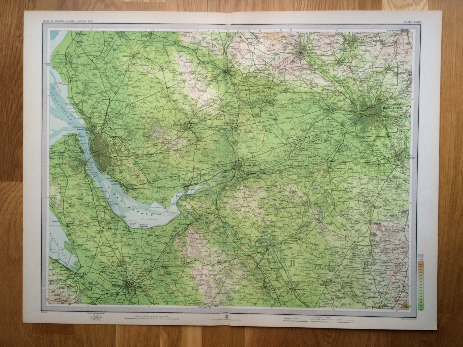 1903 CHESTER & MANCHESTER Large Original Antique Map, 17.5 x 23 inches