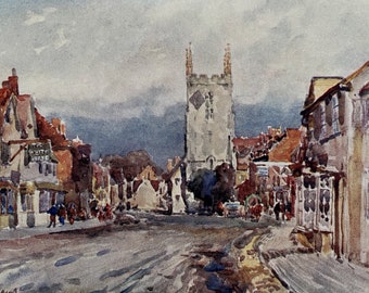 1922 Warwickshire, Henley in Arden Original Antique Print - England - Mounted and Matted - Available Framed