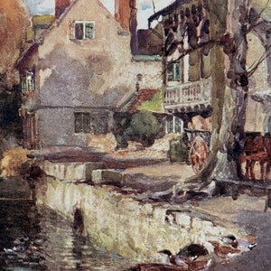 1922 Warwickshire - Guy&#39;s Cliffe Mill Original Antique Print - England - Mounted and Matted - Available Framed