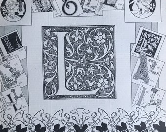 1897 Letter L - Decorative Alphabet Letter Original Antique Print - Birthday Gift - Mounted and Matted - Available Framed