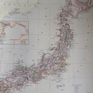 1882 JAPAN Original antike Landkarte mit Nebenkarte von Yeddo Bay, 11 x 15 Zoll, Home Decor, Kartographie