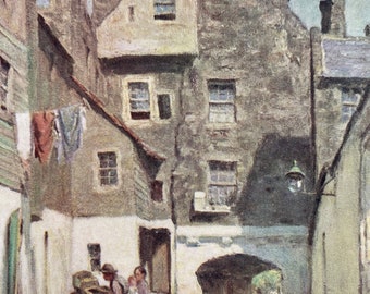 1912 Edinburgh - Bakehouse Close, back of 'Speaking House' Original Antique Print - Scotland - City Scene - Available