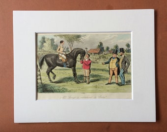 1853 Original Antique Hand Coloured Engraving - 'Mr Sponges Sporting Tour' Illustration - Mounted and Matted - Available Framed