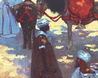 1904 The Mid-Day Halt - Morocco Original Antique Print - Moroccan Landscape - Morocco - Mounted and Matted - Available Framed