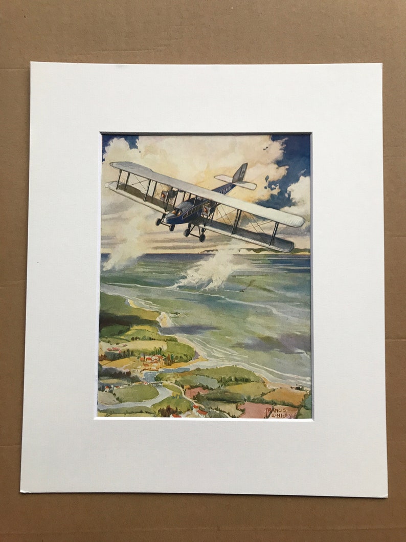 Mounted and Matted Aircraft Airplane 1927 British Air Express Original Vintage Print Available Framed