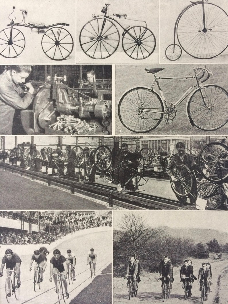 1940s From Hobby Horse to Modern Bicycle Original Vintage Print ...