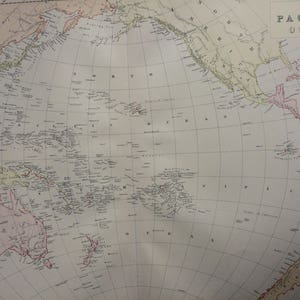1882 THE PACIFIC OCEAN Große Originalantike Karte, 15 x 22 Zoll, Home Decor, Kartographie, Geographie, Vintage Decor, Wandkarte