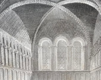 1838 Bristol Cathedral - Chapter House Original Antique Engraving - Architecture - Mounted and Matted - Available Framed