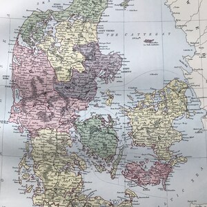 1876 Dänemark mit Sleswick Holstein Große antik antike A&C Landkarte – Schleswig Holstein – Deutschland – Skandinavien