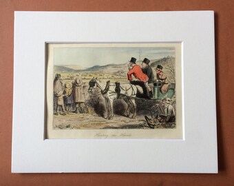 1853 Original Antique Hand Coloured Engraving - 'Mr Sponges Sporting Tour' Illustration - Mounted and Matted - Available Framed