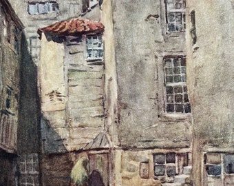 1912 Edinburgh - Old Houses, College Wynd Original Antique Print - Walter Scott - Scotland - City Scene - Available