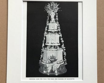 1937 Wedding Cake for the Duke and Duchess of Gloucester Original Vintage Print - Baking - Chef - Baker - Confectionary - Kitchen Decor