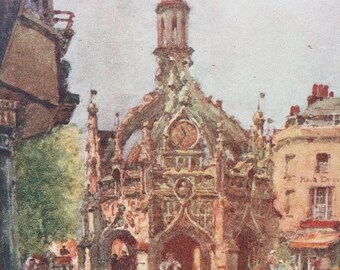 1913 Chichester Cross Original Antique Print - Sussex - England - Mounted and Matted - Available Framed