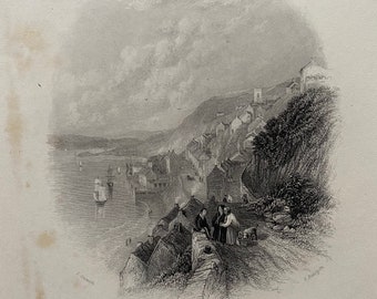 1840 The Cove of Cork Original Antique Engraving - Ireland - Mounted and Matted - Available Framed