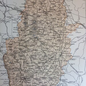 Mappa antica originale del Nottinghamshire del 1875 - Inghilterra - Contea del Regno Unito - Mappa murale d'epoca - Nottingham - Disponibile con cornice