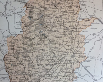 1875 Nottinghamshire Original Antique Map - England - UK County - Vintage Wall Map - Nottingham - Available Framed