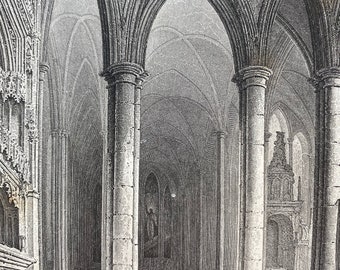 1836 Salisbury Cathedral - The Lady Chapel Original Antique Engraving - Architecture - Local History - Mounted and Matted - Available Framed