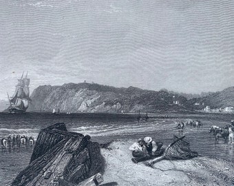1836 View near Havre, France Original Antique Print - Engraving - Mounted and Matted - Available Framed