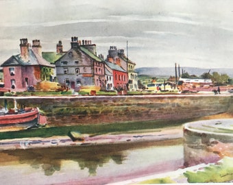 1921 Glasson Original Antique Print - Lancashire - England - Landscape - Mounted and Matted - Available Framed
