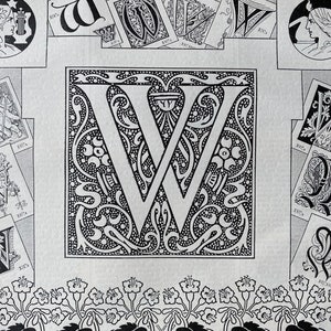 1897 Letter W - Decorative Alphabet Letter Original Antique Print - Birthday Gift - Mounted and Matted - Available Framed