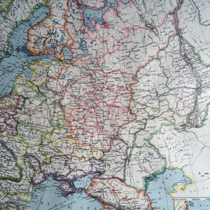 1903 Russland in Europa & Kaukasus Große, antike Landkarte, 40,5 x 50,5 cm, Karte von Harmsmour, Baltikum Litauen, Lettland, Estland