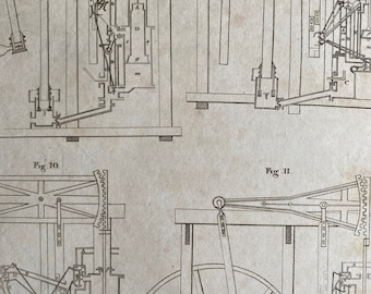 1806 Steam Engine Diagram Original Antique Engraving - Victorian Technology - Encyclopaedia - Mounted and Matted - Available Framed
