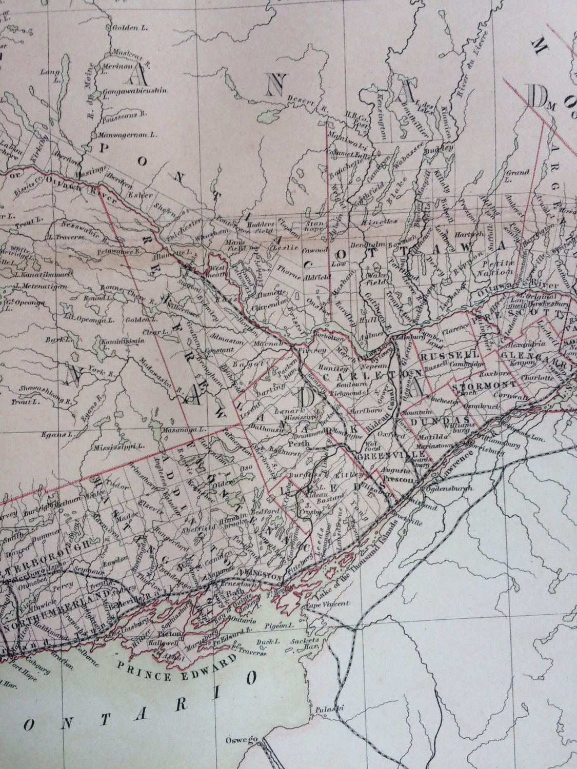 1859 Canada Extra Large Rare Original Antique A And C Black Map With