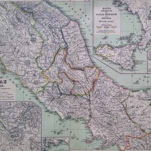 1892 イタリア パルス メディア オリジナル アンティーク 古代史 大型地図 - ラテン地図 - イタリア地図 - 地理 - 地図作成 - 歴史地図