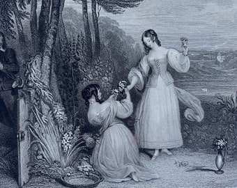 1836 Love Original Antique Print - Engraving - Portrait - Mounted and Matted - Available Framed