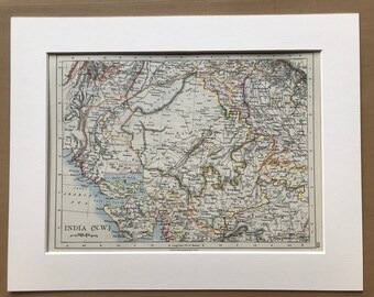 1901 Northwest India Original Antique Map - Rajputana, Gujarat  - Mounted and Matted - Available Framed