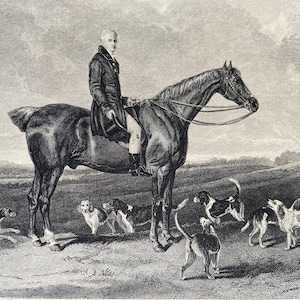 1870 The Master of the Hounds Original Antique Print - Equine Decor - Equestrian Gift - Fox Hunt - Mounted and Matted - Available Framed