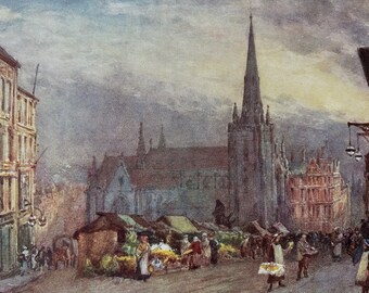 1922 Warwickshire, St Martin's Church, Birmingham Original Antique Print - England - Mounted and Matted - Available Framed