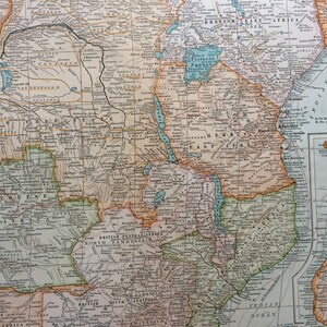 1903 年中央アフリカのオリジナル大型アンティーク地図、マダガスカルの地図付き - 壁掛け地図 - 室内装飾 - 地図作成 - 11 x 16 インチ