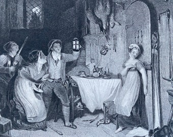 1836 The Ghost Laid Original Antique Print - Engraving - Portrait - Mounted and Matted - Available Framed