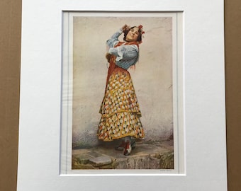 1940s A 'Carmen' of Modern Spain Original Vintage Print - Mounted and Matted - Available Framed