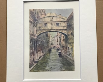1904 The Bridge of Sighs Original Antique Print - Venice - Italy - Mounted and Matted - Available Framed
