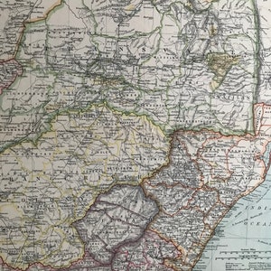 1903 Natal, colonie de la rivière Orange et Transvaal Carte ancienne originale de Johannesburg avec carte en médaillon - Basutoland, Colonie du Cap, Afrique du Sud