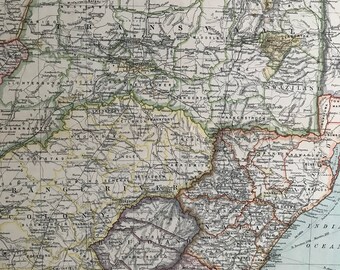 1903 Natal, Orange River colony & Transvaal Original Antique Map with inset map of Johannesburg - Basutoland, Cape Colony, South Africa