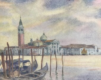 1904 San Giorgio Maggiore Original Antique Print - Venice - Italy - Mounted and Matted - Available Framed